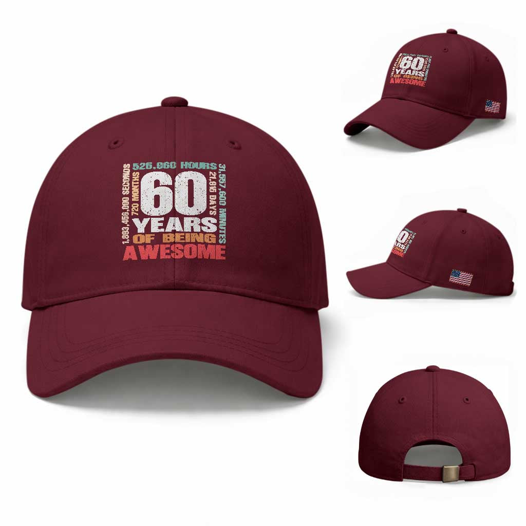 Retro 60 Years Of Being Awesome Baseball Cap 60th Birthday Gift Idea