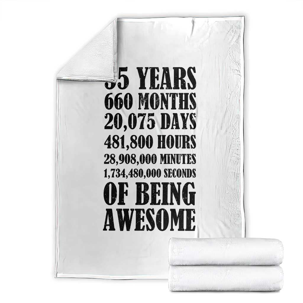 55th Milestone Birthday Throw Blanket 55 Years Of Being Awesome Graphic