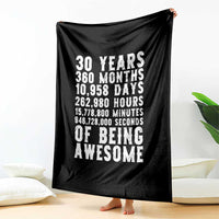 Funny 30th Birthday Throw Blanket Thirty Years Of Being Awesome