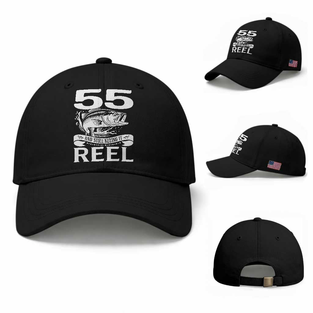 Still Keeping It Reel At 55 Baseball Cap Fisherman Birthday Gift