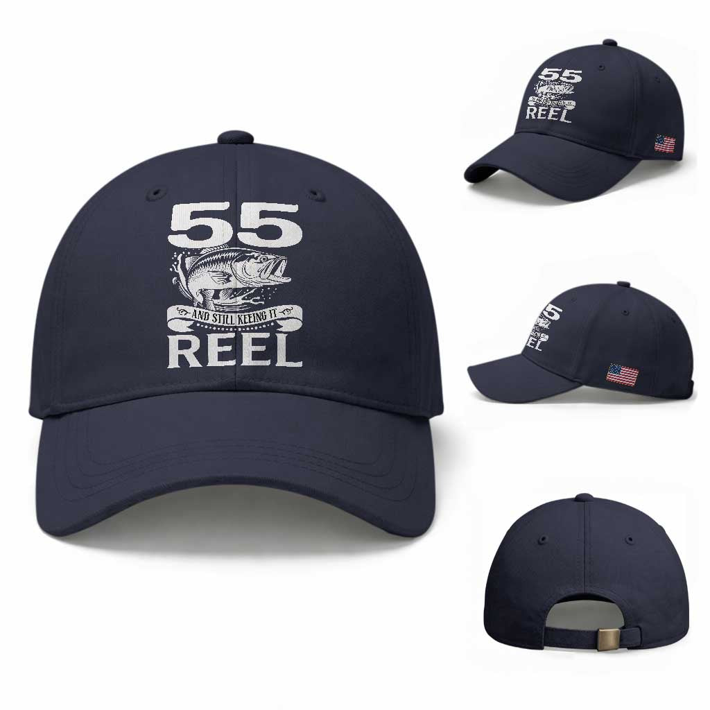 Still Keeping It Reel At 55 Baseball Cap Fisherman Birthday Gift