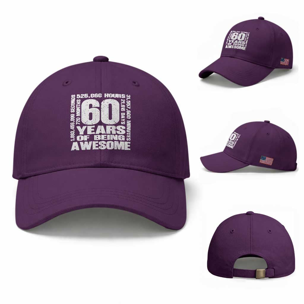 60th Milestone Birthday Gift Baseball Cap 60 Years Of Being Awesome