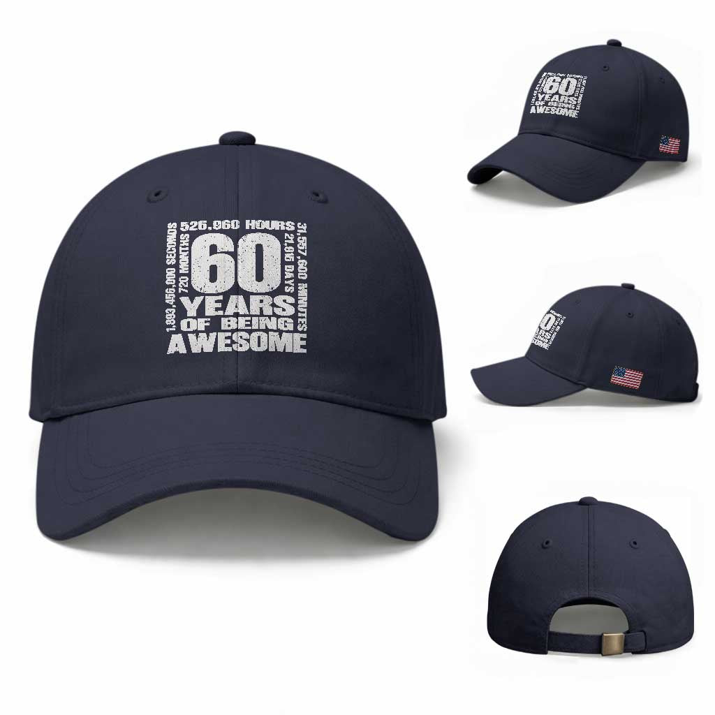 60th Milestone Birthday Gift Baseball Cap 60 Years Of Being Awesome