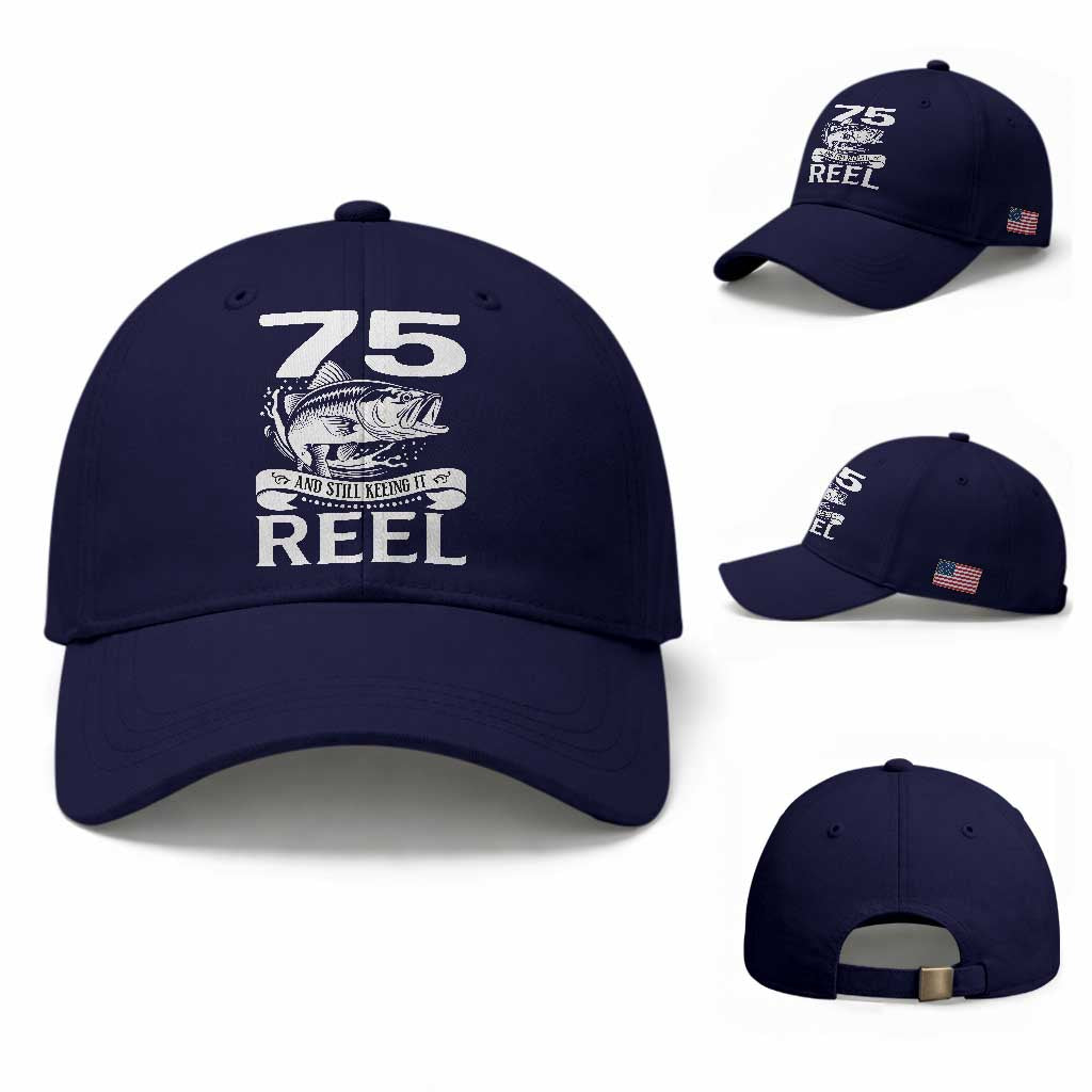 Still Keeping It Reel At 75 Baseball Cap Fisherman Birthday Gift