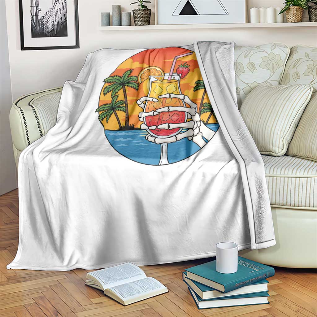 Tropical Skeleton Summerween Throw Blanket Beach Cocktail Vacation
