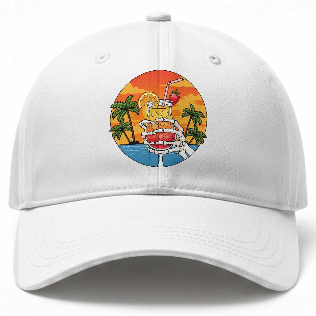 Tropical Skeleton Summerween Baseball Cap Beach Cocktail Vacation