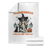 Witchy Beach Summerween Vacation Throw Blanket Chillin And Thrillin