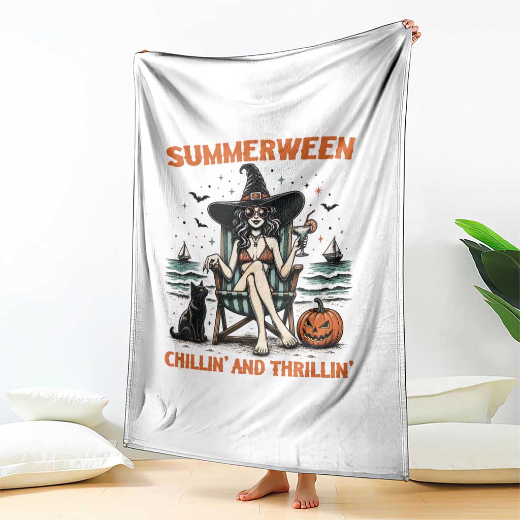Witchy Beach Summerween Vacation Throw Blanket Chillin And Thrillin