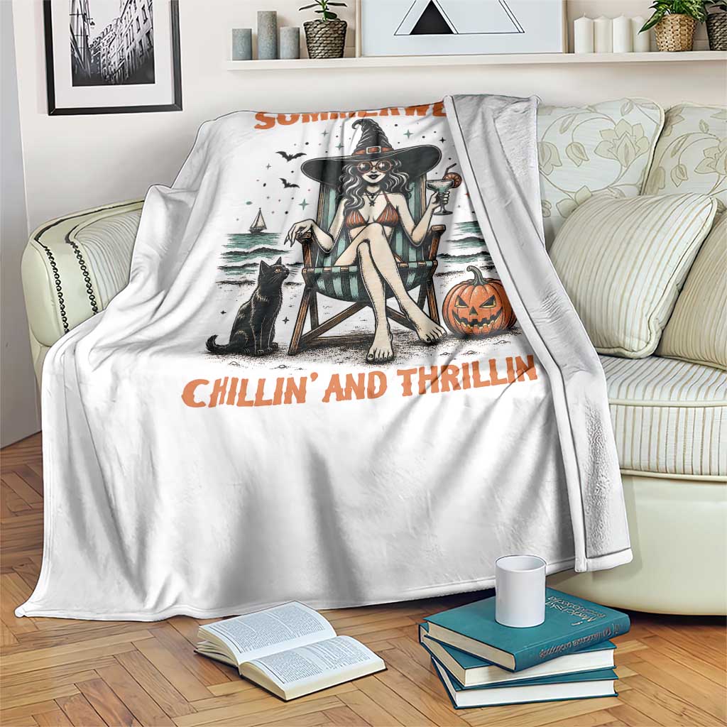 Witchy Beach Summerween Vacation Throw Blanket Chillin And Thrillin