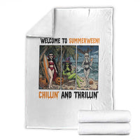 Welcome To Summerween Chillin And Thrillin Throw Blanket Funny Summer Halloween