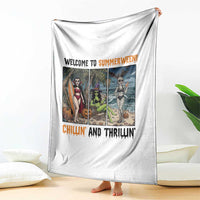 Welcome To Summerween Chillin And Thrillin Throw Blanket Funny Summer Halloween