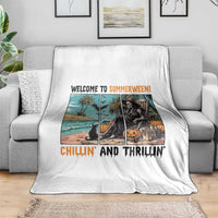 Welcome To Summerween Chillin And Thrillin Throw Blanket Spooky Beach Party Gift