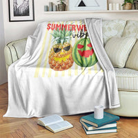 Funny Summerween Fruit Throw Blanket Spooky Pineapple Watermelon Graphic