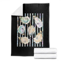 Striped Glitter Oyster Shell Throw Blanket Coastal Summer Ocean Gift