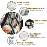 Striped Glitter Oyster Shell Throw Blanket Coastal Summer Ocean Gift