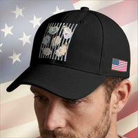Striped Glitter Oyster Shell Baseball Cap Coastal Summer Ocean Gift