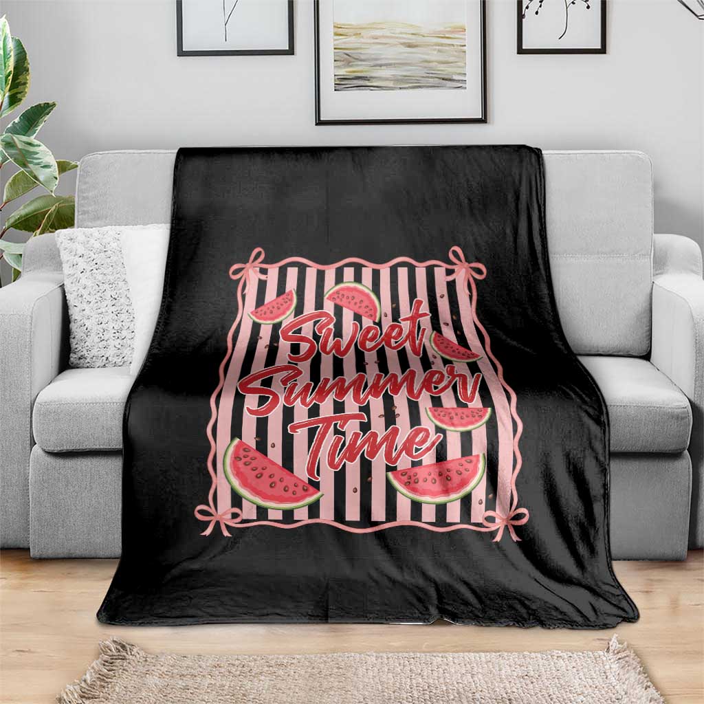 Striped Watermelon Beach Vibes Graphic Throw Blanket Sweet Summer Time