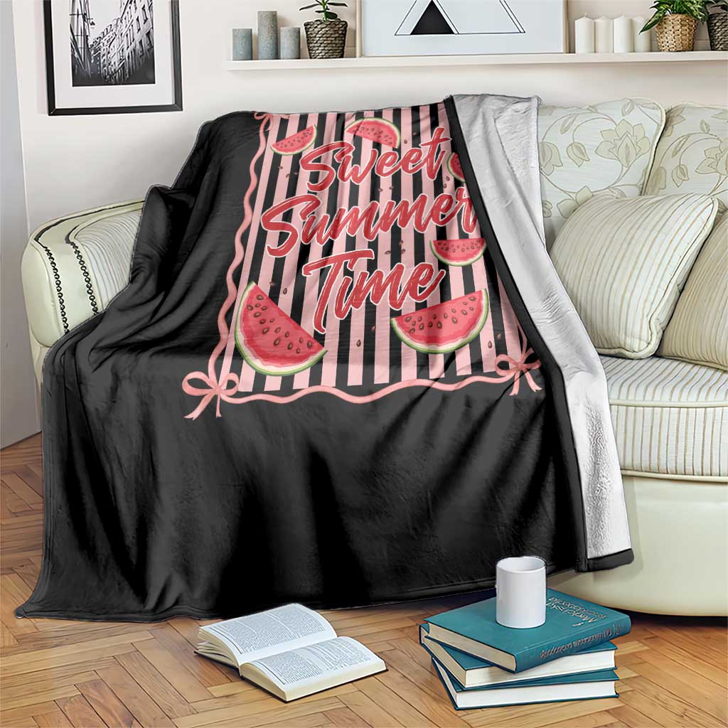 Striped Watermelon Beach Vibes Graphic Throw Blanket Sweet Summer Time