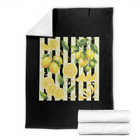 Striped Summer Lemon Throw Blanket Citrus Fruit Lover Gift