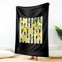Striped Summer Lemon Throw Blanket Citrus Fruit Lover Gift