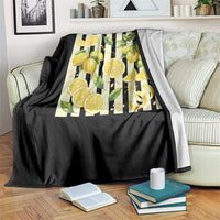 Striped Summer Lemon Throw Blanket Citrus Fruit Lover Gift