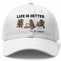 Funny Camping Raccoon Baseball Cap Life Is Better By The Campfire