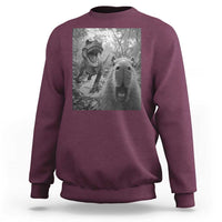 Funny Capybara Selfie With Dinosaur Meme Sweatshirt Animal Humor Gift - Wonder Print Shop