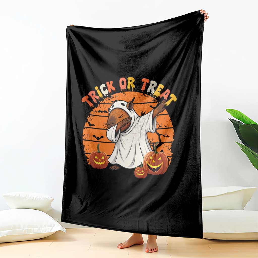 Funny Capybara Halloween Throw Blanket Trick Or Treat Cute Cappy Boo Ghost - Wonder Print Shop