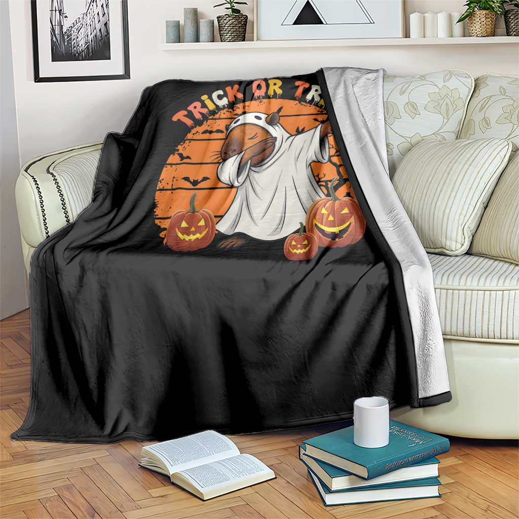 Funny Capybara Halloween Throw Blanket Trick Or Treat Cute Cappy Boo Ghost - Wonder Print Shop