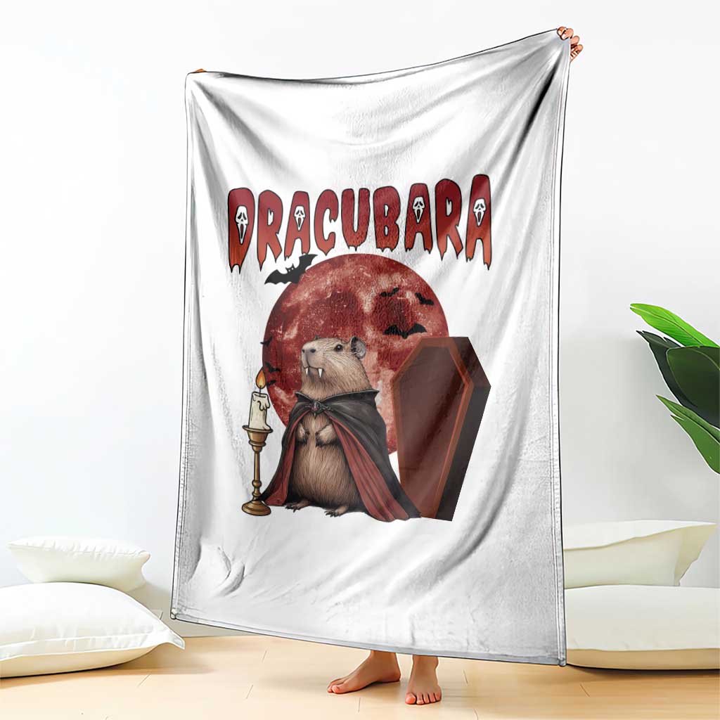 Halloween Capybara Throw Blanket Funny Dracubara In Dracula Outfit - Wonder Print Shop