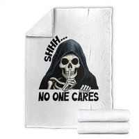 Funny Skeleton Humor Throw Blanket Shhh No One Cares - Wonder Print Shop