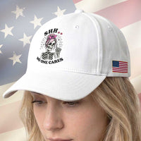 Funny Skeleton Sarcastic Baseball Cap Shhh No One Cares