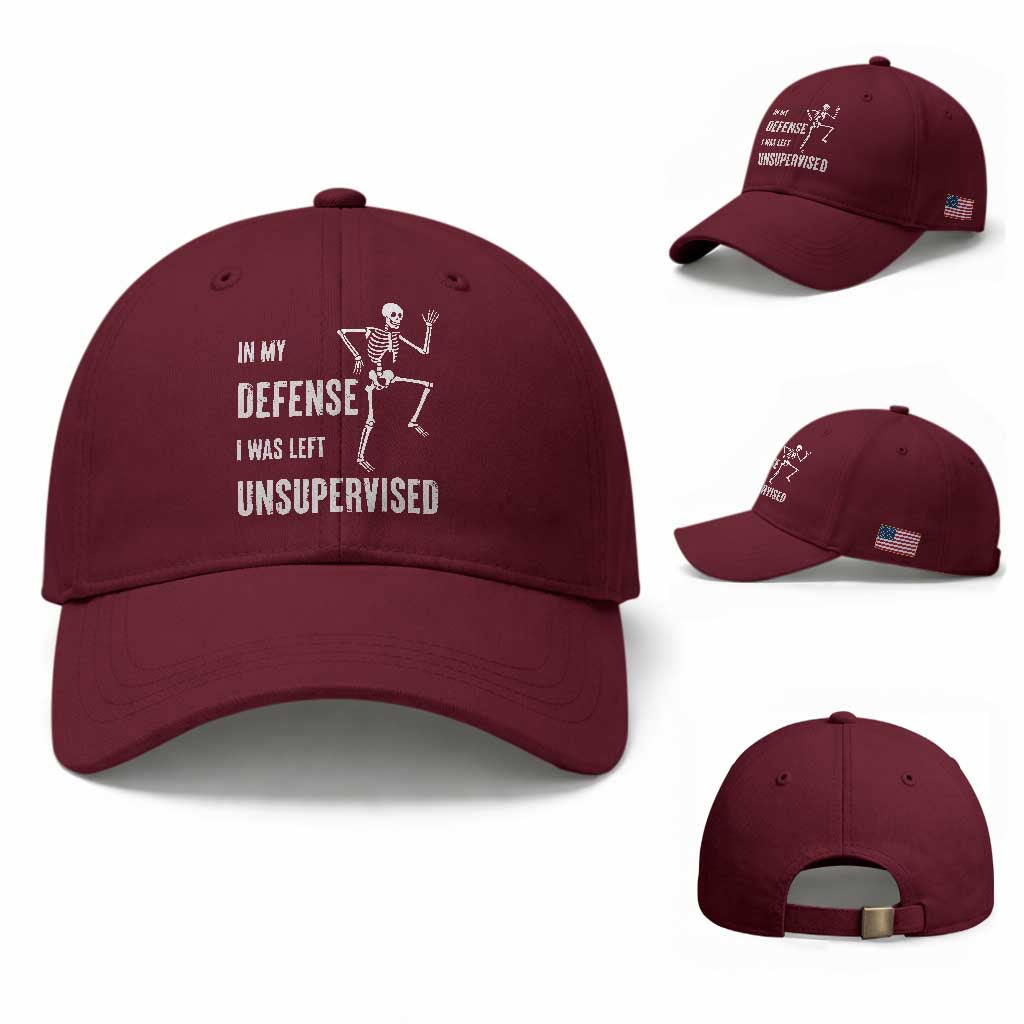 Funny Sarcastic Baseball Cap In My Defence I Was Left Unsupervised