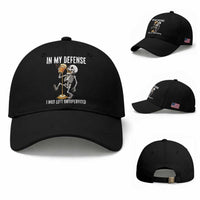 Funny Skeleton Beer Baseball Cap In My Defence I Was Left Unsupervised