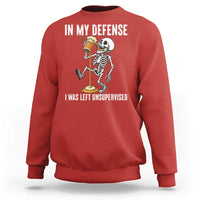 Funny Skeleton Beer Sweatshirt In My Defence I Was Left Unsupervised - Wonder Print Shop
