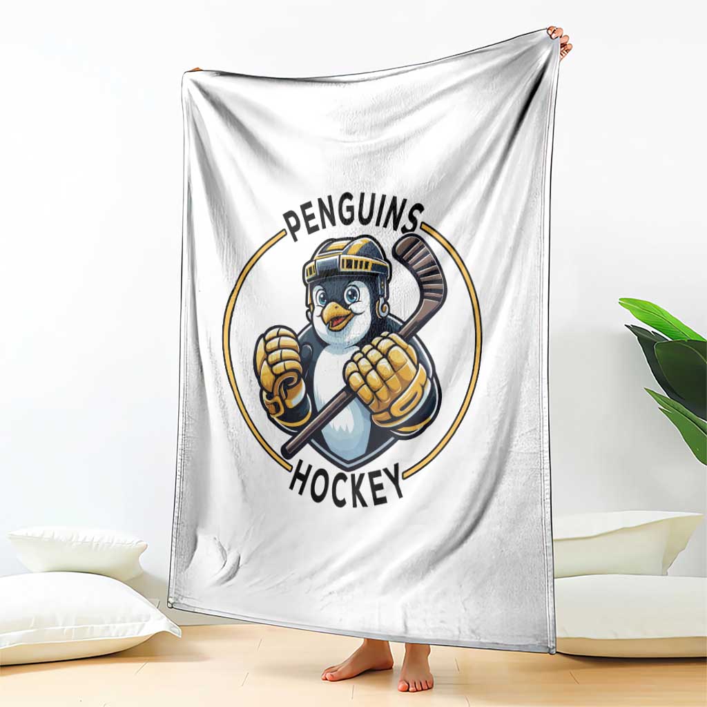 Funny Penguin Hockey Player Throw Blanket Gift For Animal Lovers - Wonder Print Shop