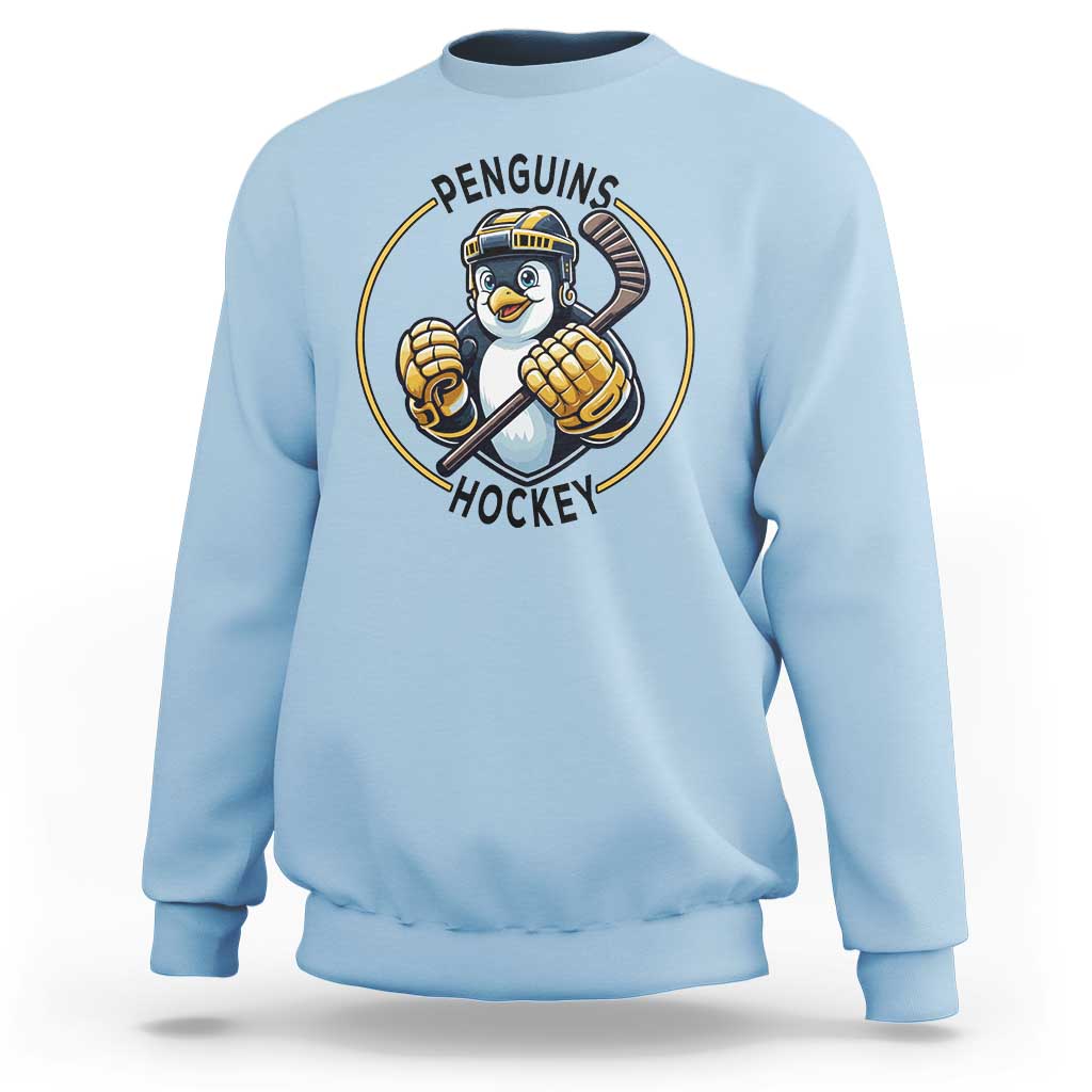 Funny Penguin Hockey Player Sweatshirt Gift For Animal Lovers - Wonder Print Shop