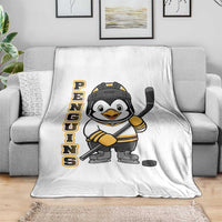 Funny Penguin Playing Ice Hockey Throw Blanket Gift For Kids - Wonder Print Shop