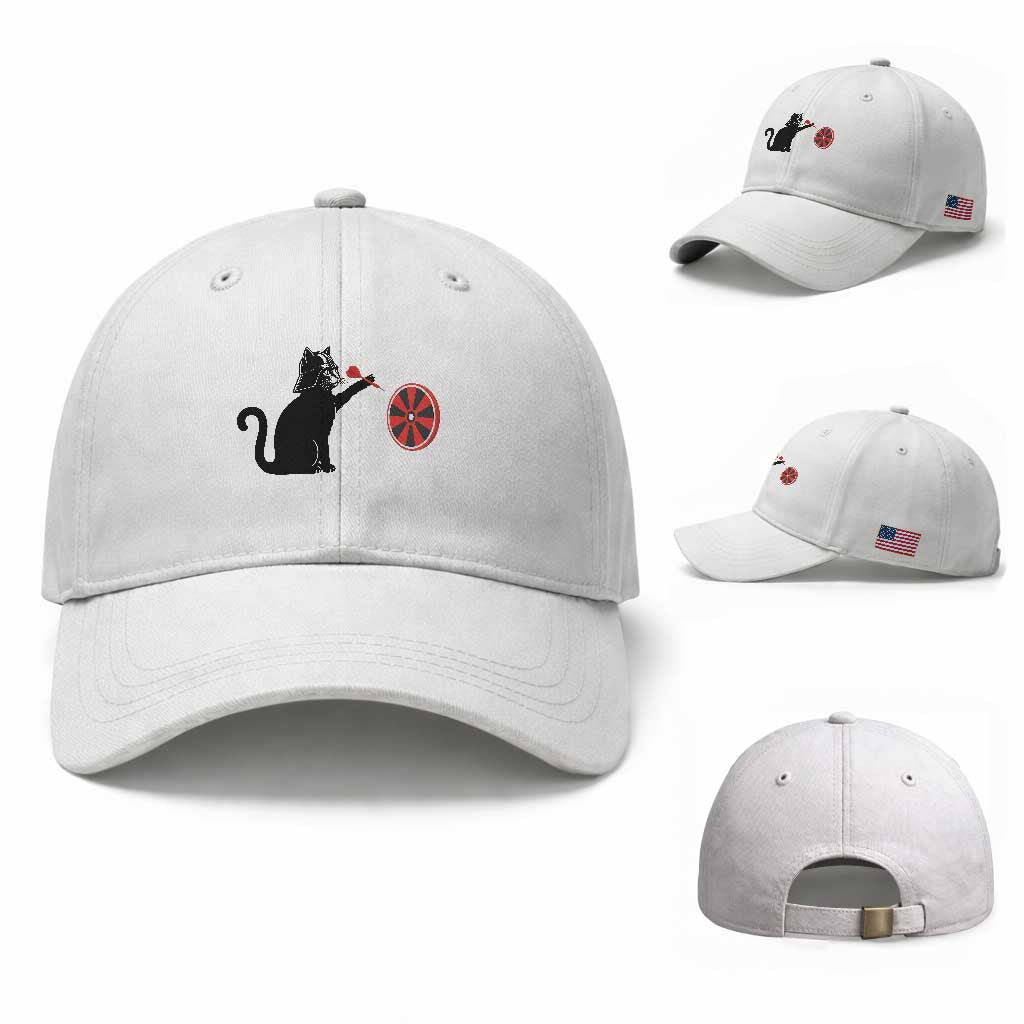 Black Cat Lord Darts Player Baseball Cap Funny Space Scifi Dartist Gift
