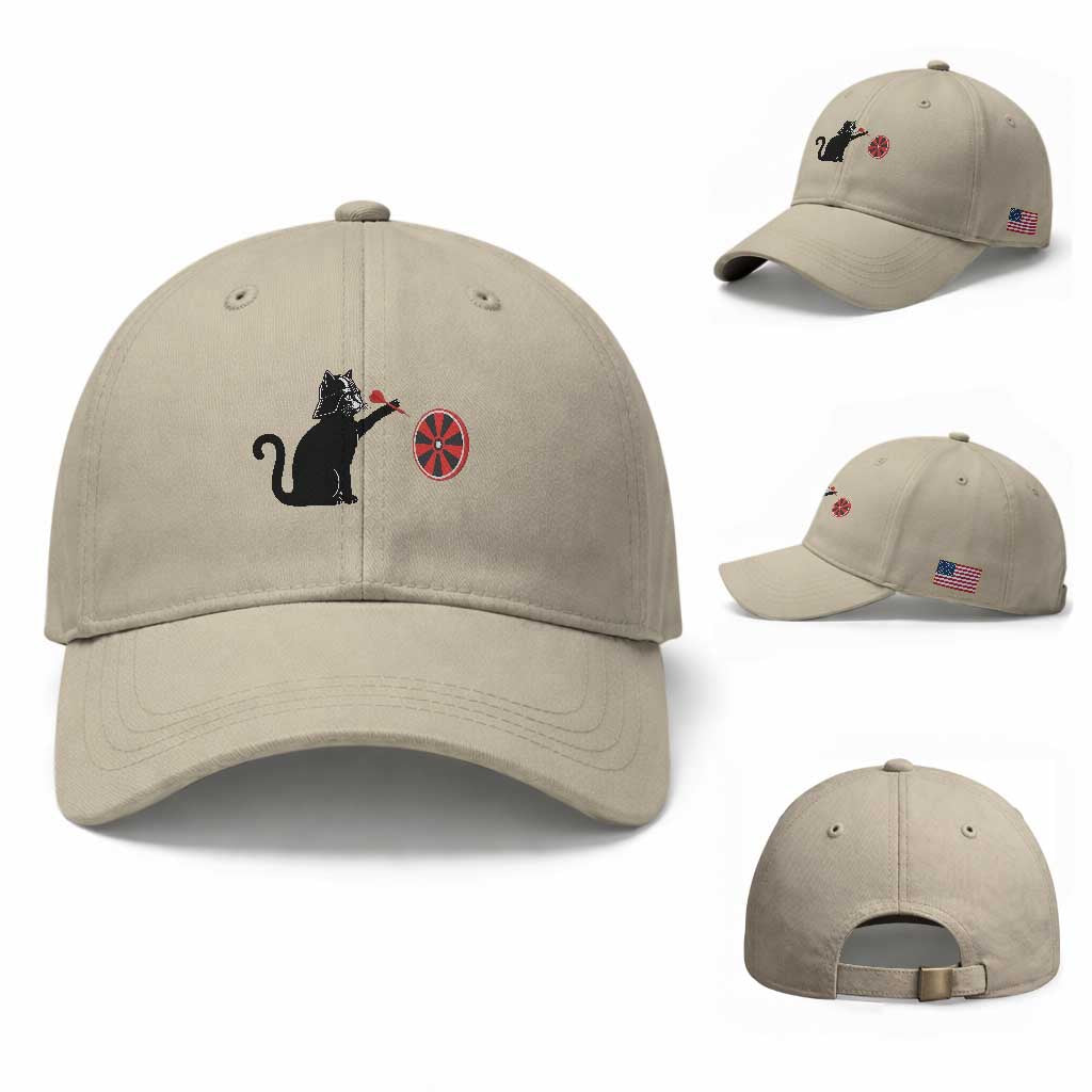 Black Cat Lord Darts Player Baseball Cap Funny Space Scifi Dartist Gift