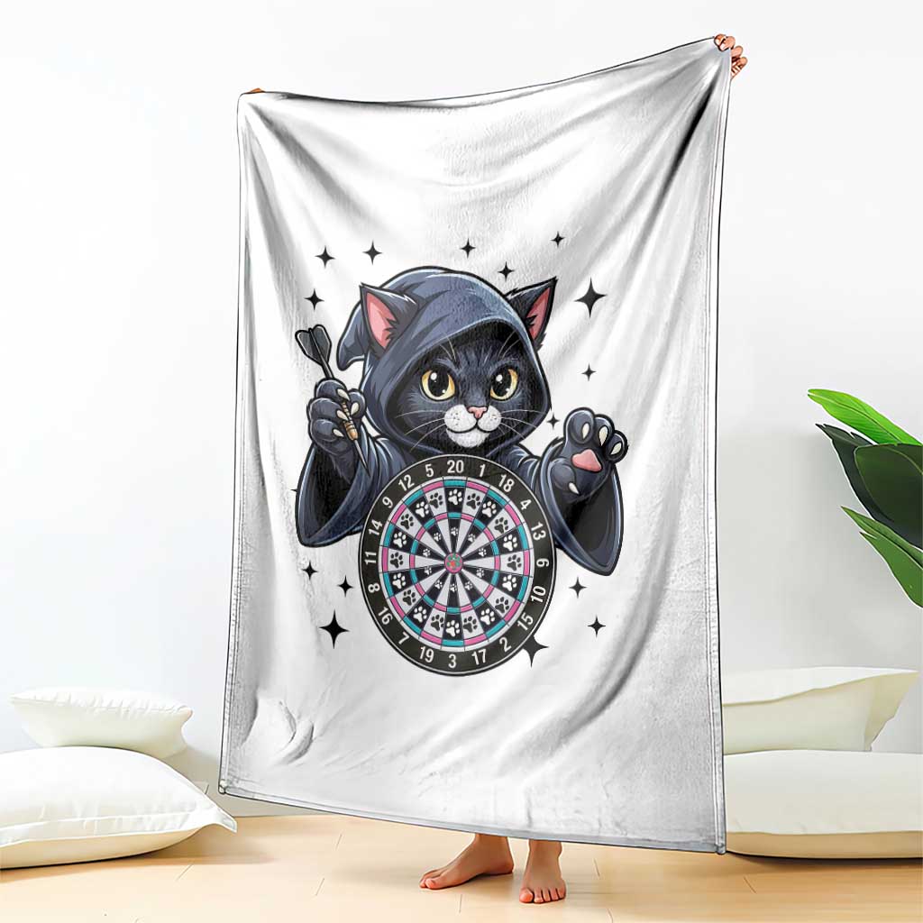 Funny Grim Reaper Cat Dart Player Throw Blanket Gothic Dartist Gift - Wonder Print Shop