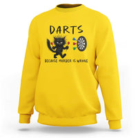 Funny Grumpy Cat Dart Player Sweatshirt Because Murder Is Wrong Pub Game Gift - Wonder Print Shop