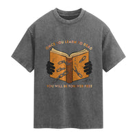 Breaking Every Chain Education Washed Cotton T-Shirt Frederick Douglass Quote