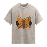Breaking Every Chain Education Washed Cotton T-Shirt Frederick Douglass Quote