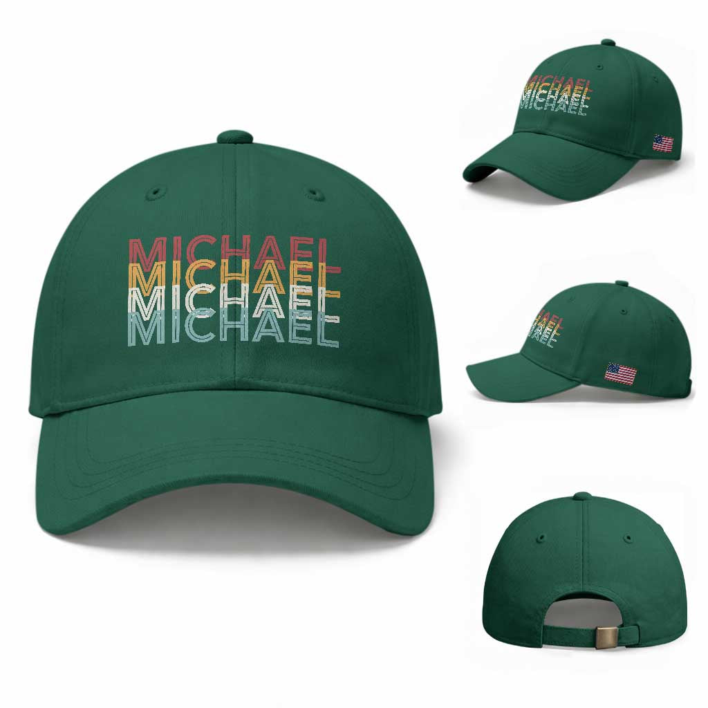 Michael Birthday Gift Baseball Cap Vintage Retro Michael Name Typography