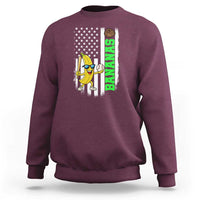 Banana Playing Baseball Lover Sweatshirt Retro American Flag - Wonder Print Shop