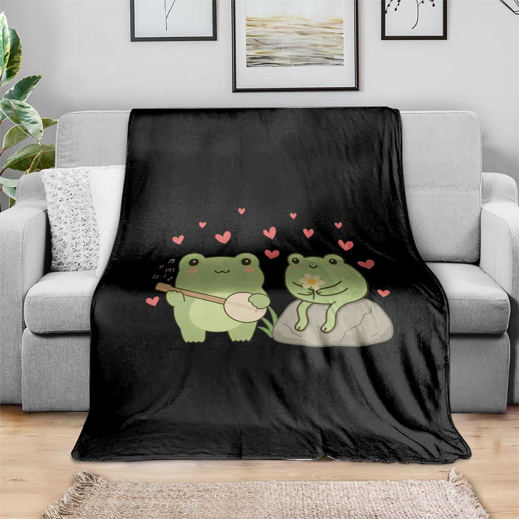 Cute Frog Lover Gift Throw Blanket Romantic Frog Music - Wonder Print Shop