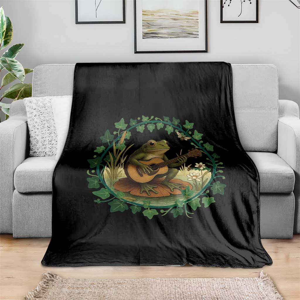 Funny Frog Playing Guitar Throw Blanket Music Lovers Gift - Wonder Print Shop