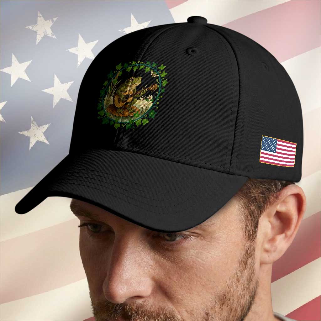 Funny Frog Playing Guitar Baseball Cap Music Lovers Gift