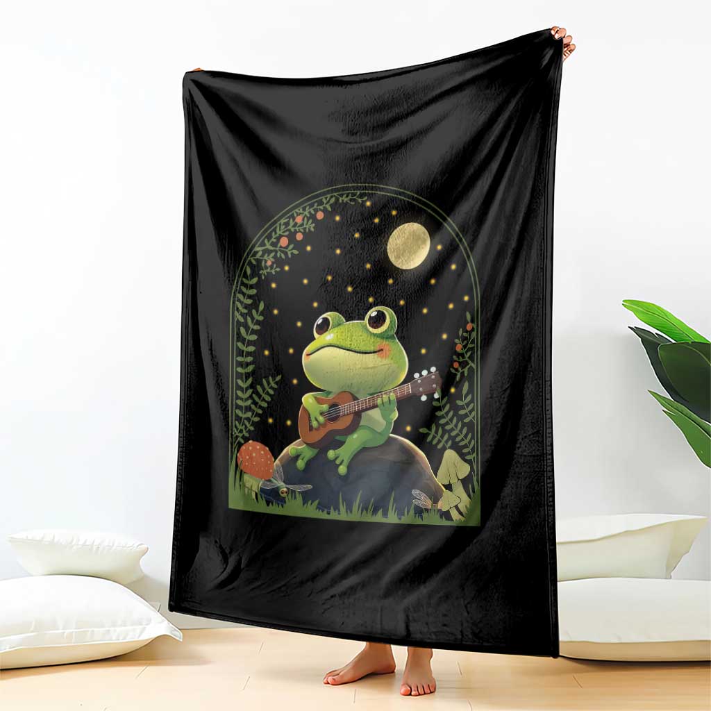 Frog Playing Guitar Throw Blanket Gift for Musicians - Wonder Print Shop